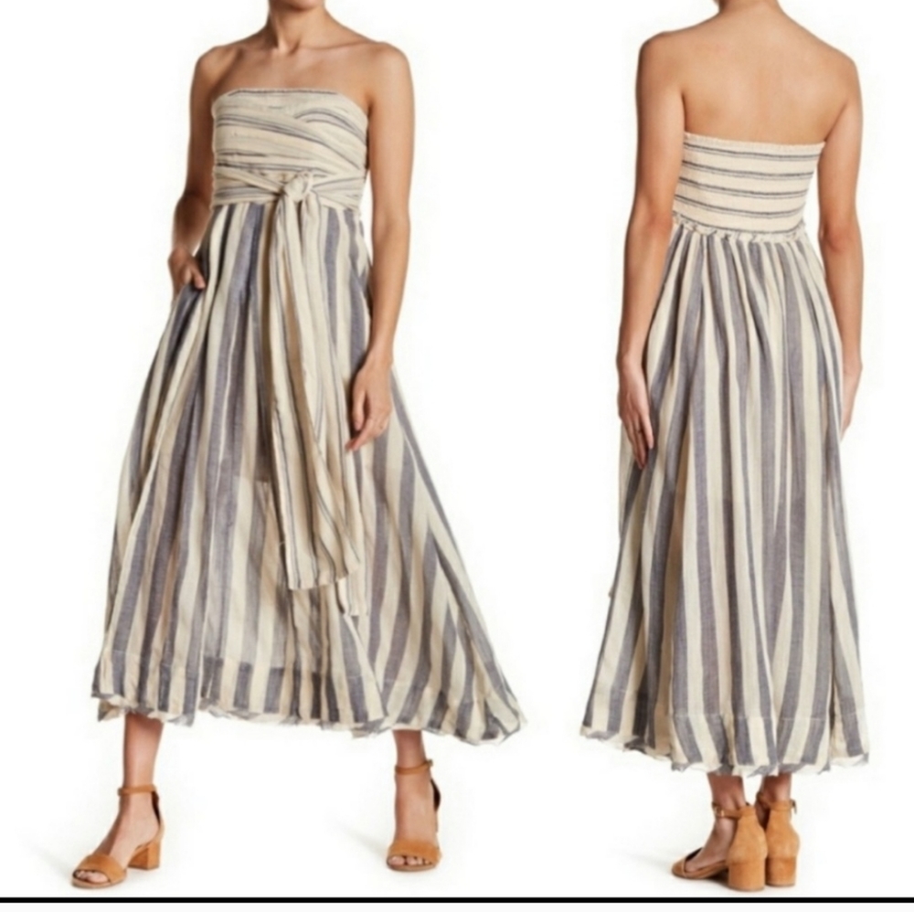 Free people stripe me up midi dress with raw hem